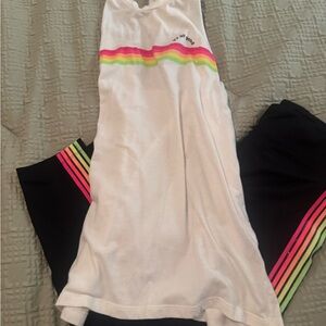 PINK VS White Tank Top with Rainbow Stripes and matching leggings